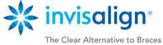 Invisalign logo with tagline "The Clear Alternative to Braces" for orthodontic treatment.