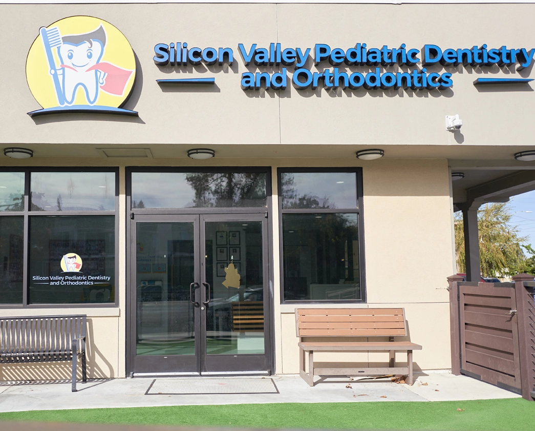 Silicon Valley Pediatric Dentistry & Orthodontics storefront exterior with entrance and signage.