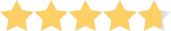 Five gold stars in a row representing a perfect five-star rating or review.